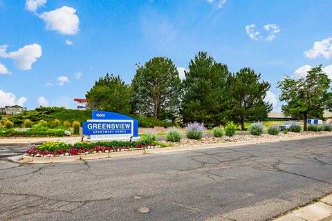 Property Entrance Sign at Greensview Apartments in Aurora, Colorado, CO